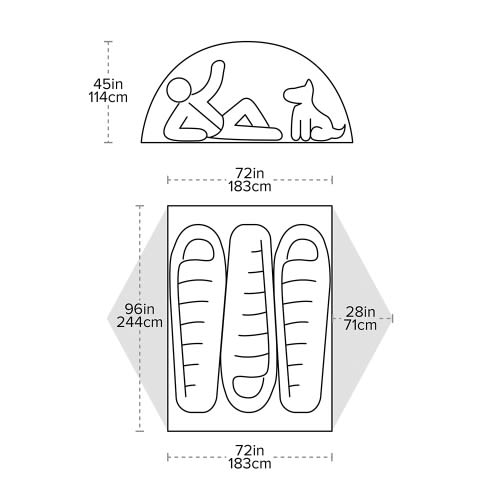 Big Agnes Copper Spur UL3 XL - Size Diagram