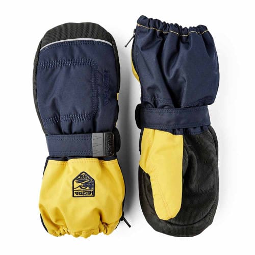 Hestra Baby Zip Long Mitt - Dark Navy/Yellow