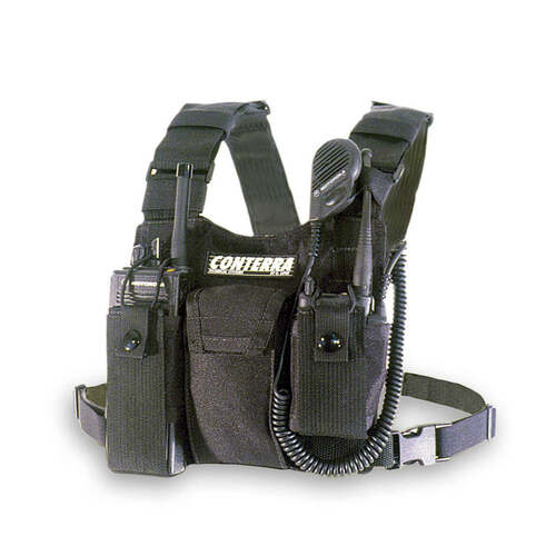 Radio & Tool Chest Harness with 2 Side Mount Pockets and Elastic Keeper Black Radio & Tool Chest Harness with 2 Side Mount Pockets and Elastic Keeper Black