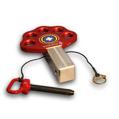 Hitch pin and cotter are attached for quick deployment