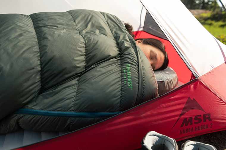 Camp asleep inside of the MSR Hubba Hubba 2 backpacking Tent