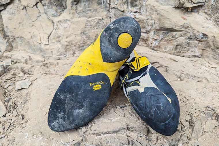 The Solution climbing shoes showing the Vibram XS Grip 2 Rubber