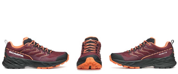 Side and front views of the Women's Rush 2 GTX Hiking Shoe