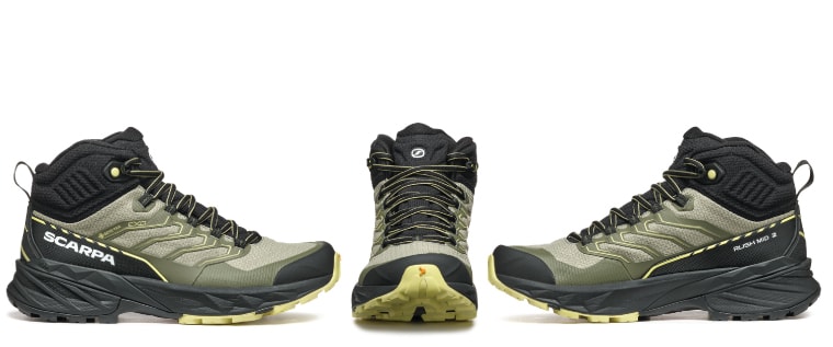 Side and front views of the Rush Mid 2 GTX Hiking Boot