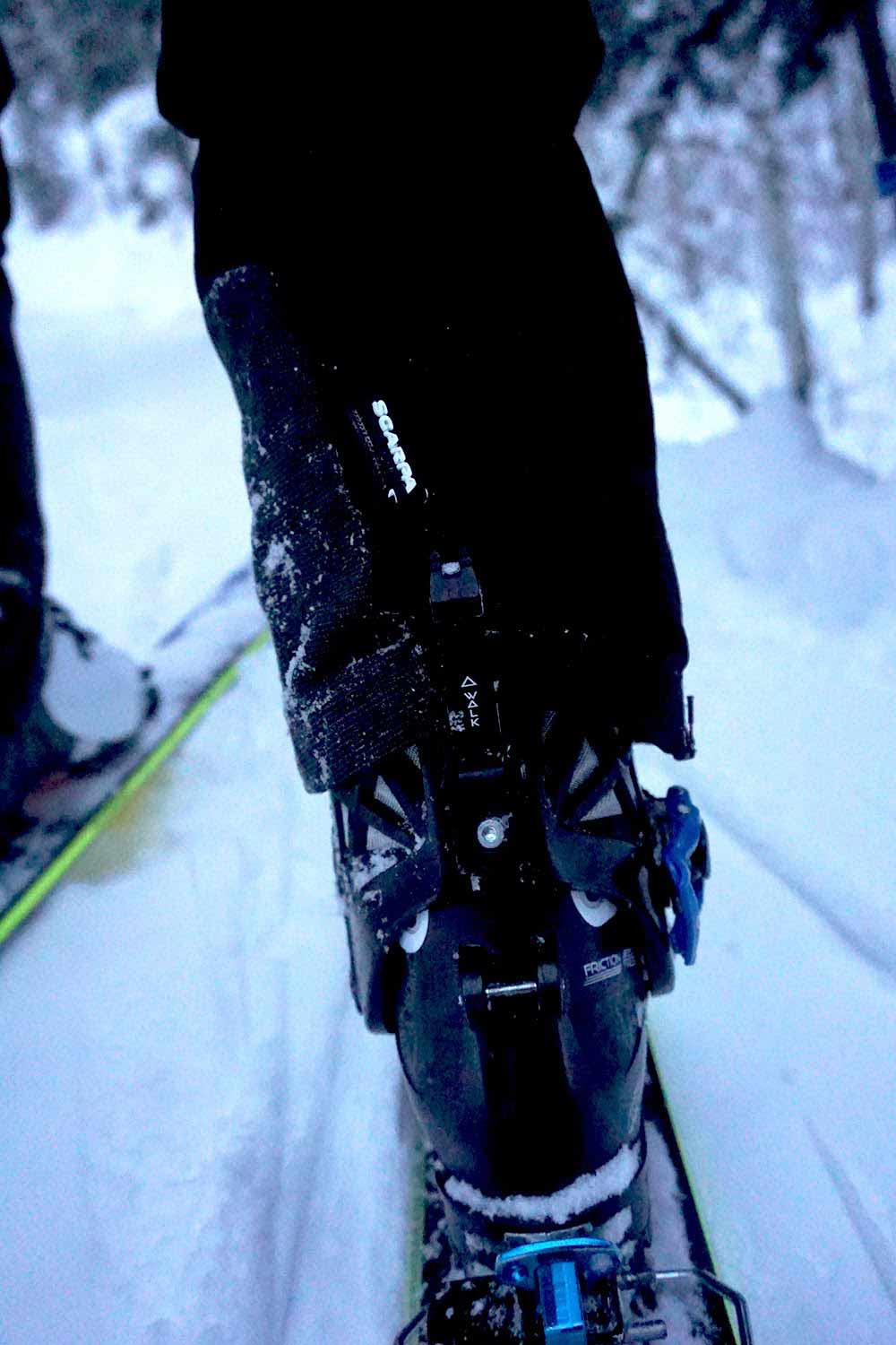 Scarpa Maestrale RS Ski Boot Back View while in use