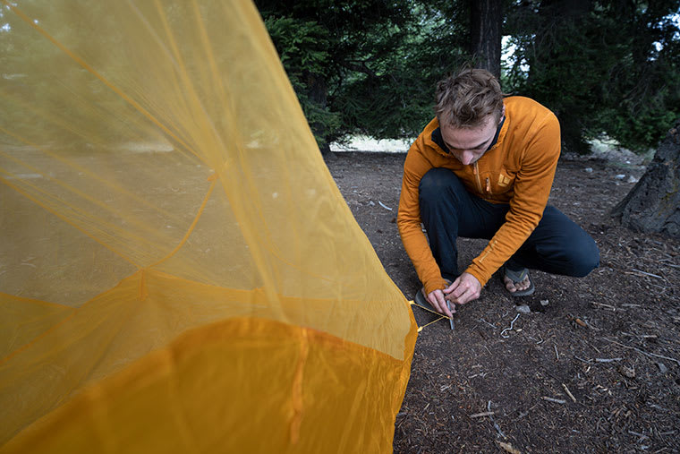 Staking down the Tiger Wall UL2 Tent