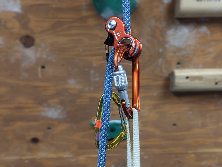 Ropeman 4 loaded on a climbing rope and ready to ascend