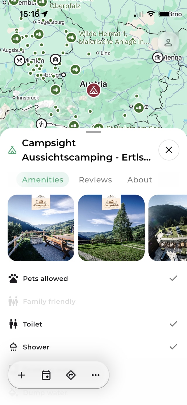 Campingplatz-Details auf einen Blick