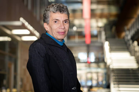 Kim McCalla, Morgan State University’s associate vice president of facilities, design and construction management, is photographed inside the CBEIS building Tuesday.