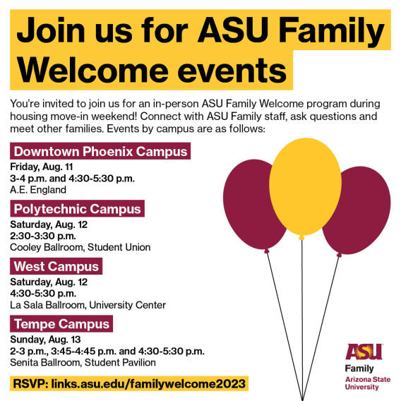 Join ASU Family during Move In Weekend The ASU Family Hub