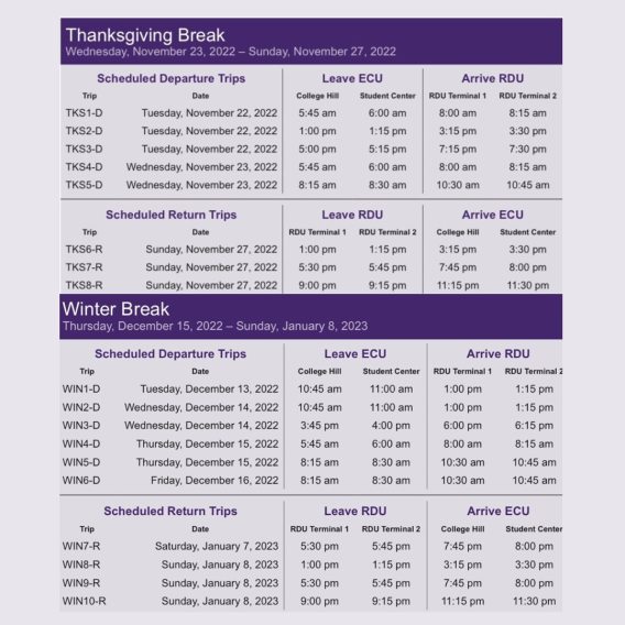 ECU Transit Shuttles to RDU Airport The ECU Parent and Family Portal