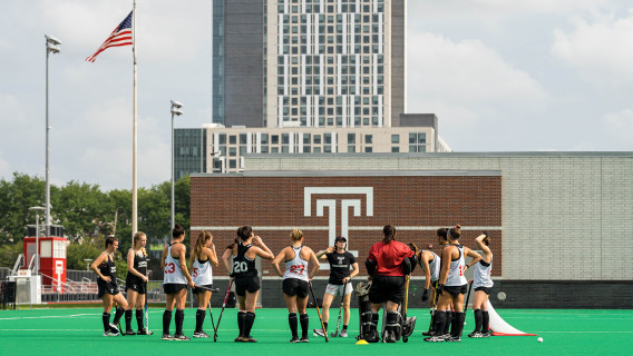 Temple University's women's field hockey team on campus