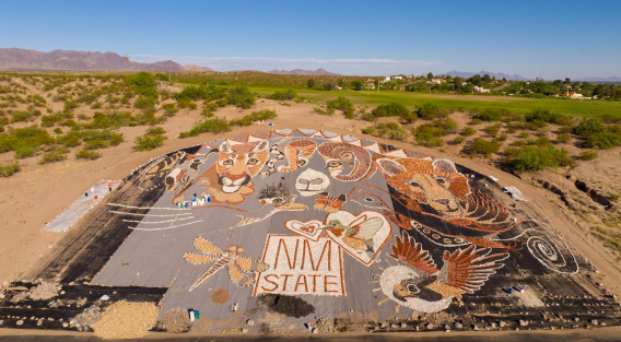 A mural is pictured from above