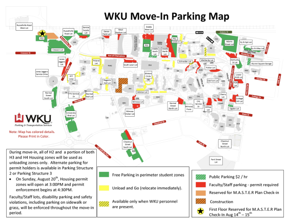 campus move-in parking map