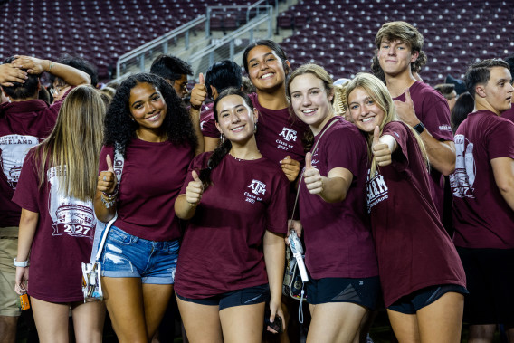 Texas A&M Students posing at Class photo