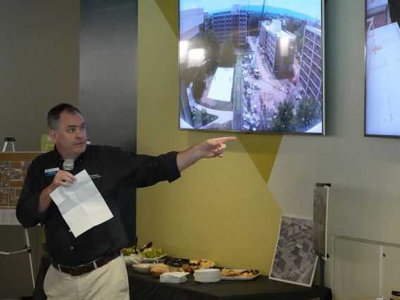 Conal Carr, executive director of capital & facilities planning for Penn State Housing and Food Services, spoke at a July 30 event held at Findlay Commons celebrating the completion of the East Halls Renovation Project.  Credit: Penn State. Creative Commons