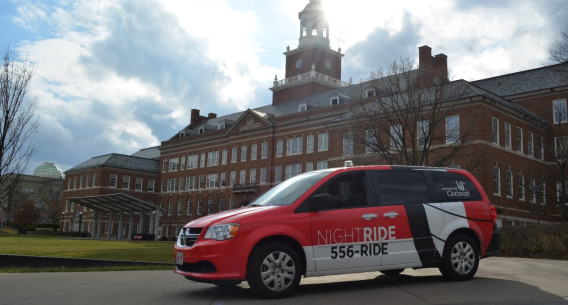 NightRide van parked on campus