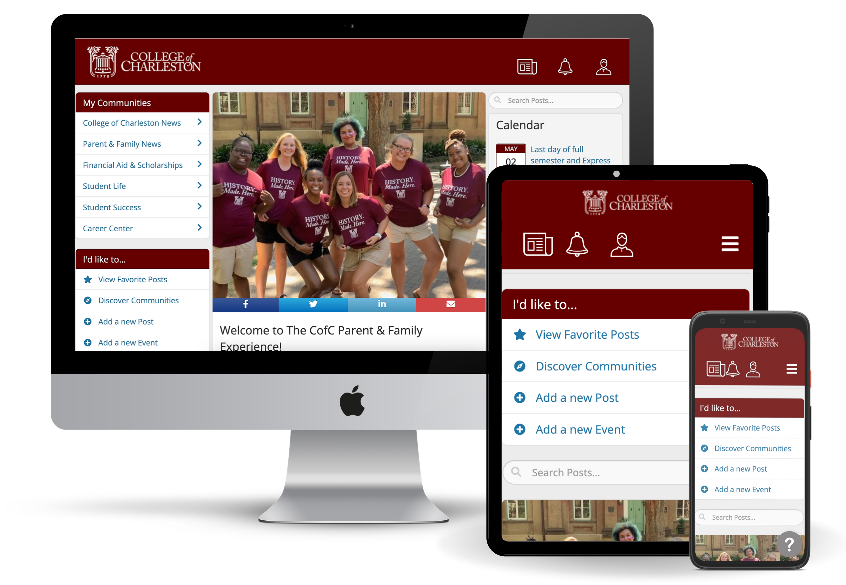 Create a new account The CofC Parent & Family Experience