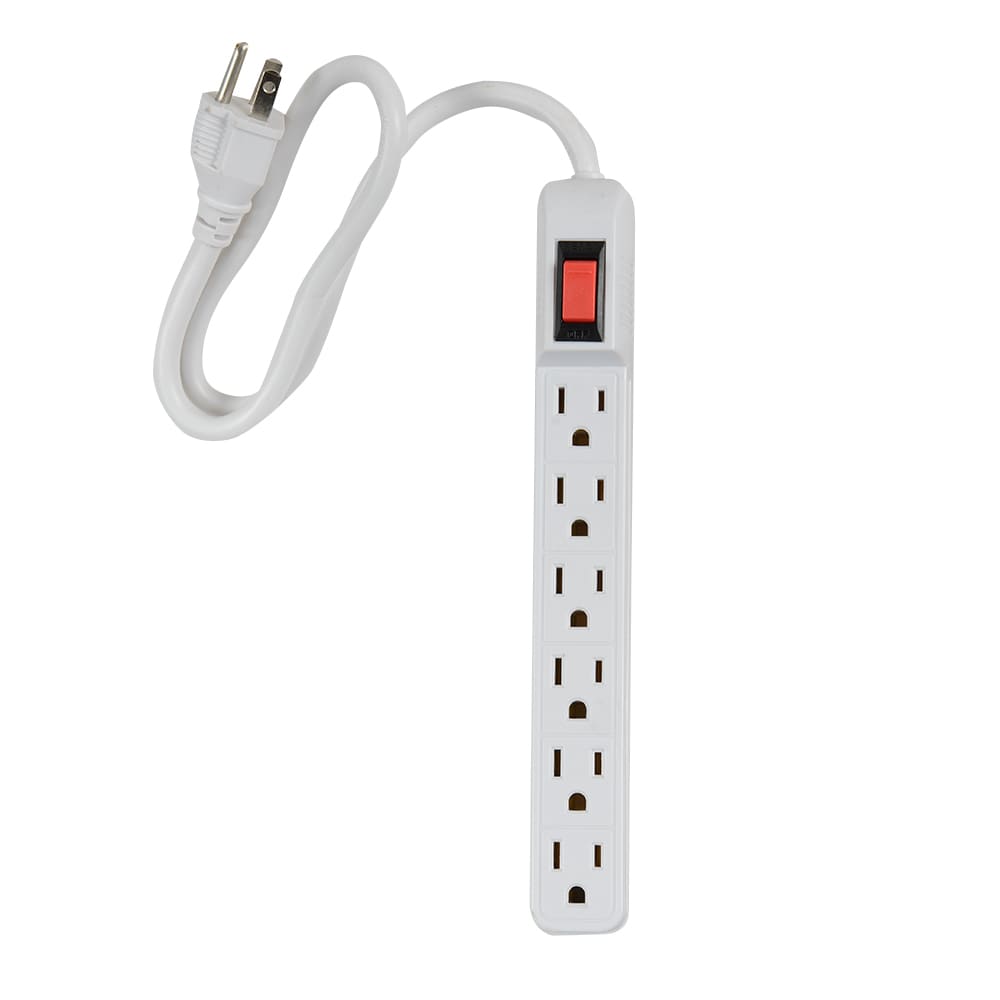 6-Outlet Power Bar White 2 ft.