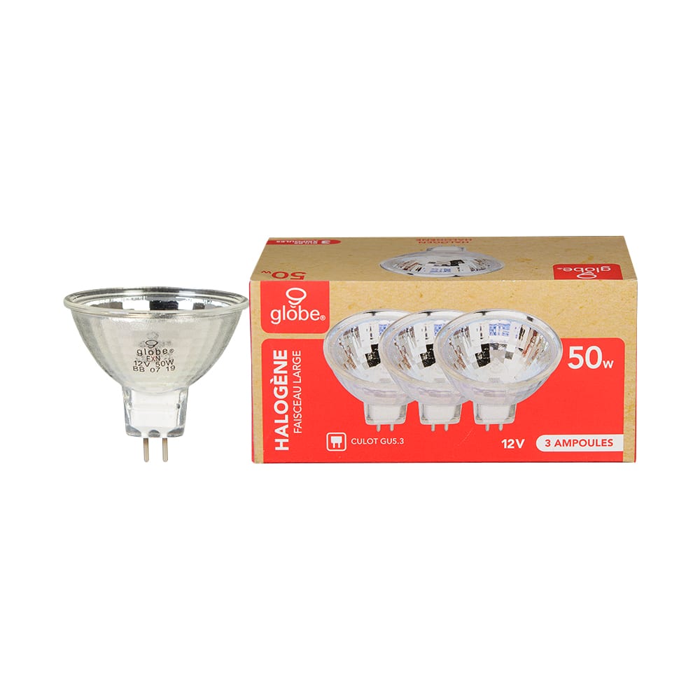 Ampoules-réflecteurs halogènes MR16 (GU5.3) 50 W Pqt/3