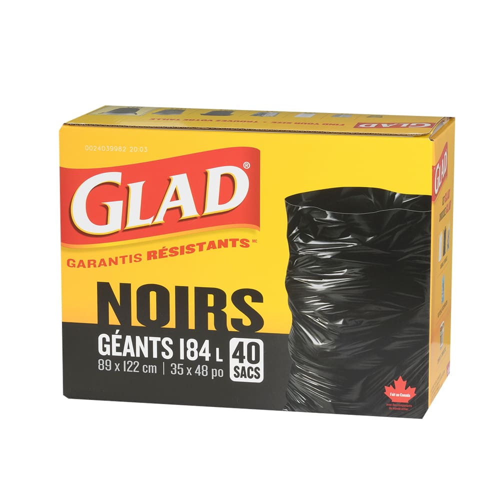 Sacs à ordures noir 184 L Pqt/40