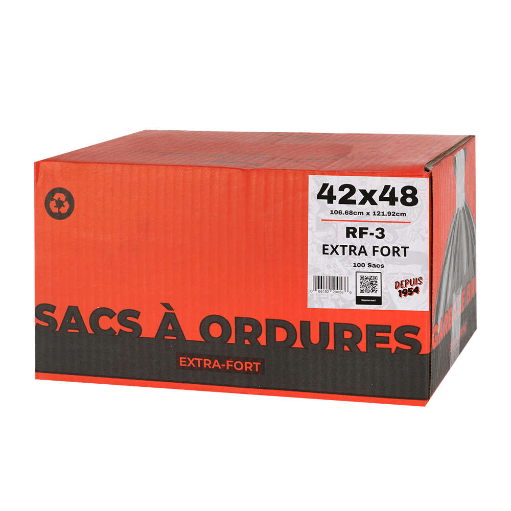 Sacs à ordures industriels extraforts noir 42 po x 48 po Pqt/100