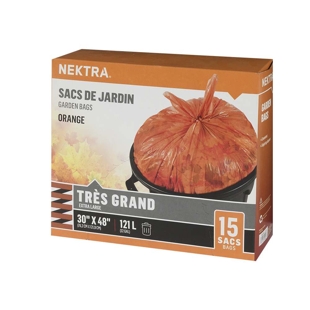 Sacs de jardin orange 121 L Pqt/15 NEKTRA