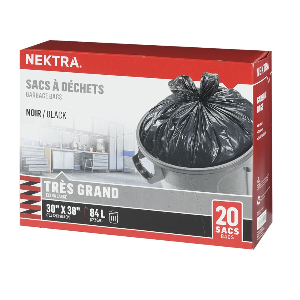 Sacs à déchets noir 84 L Pqt/20 NEKTRA