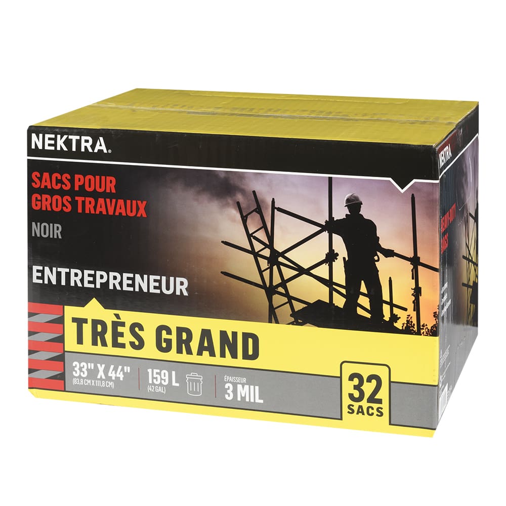 Sacs à ordures de construction noir 159 L Pqt/32 NEKTRA