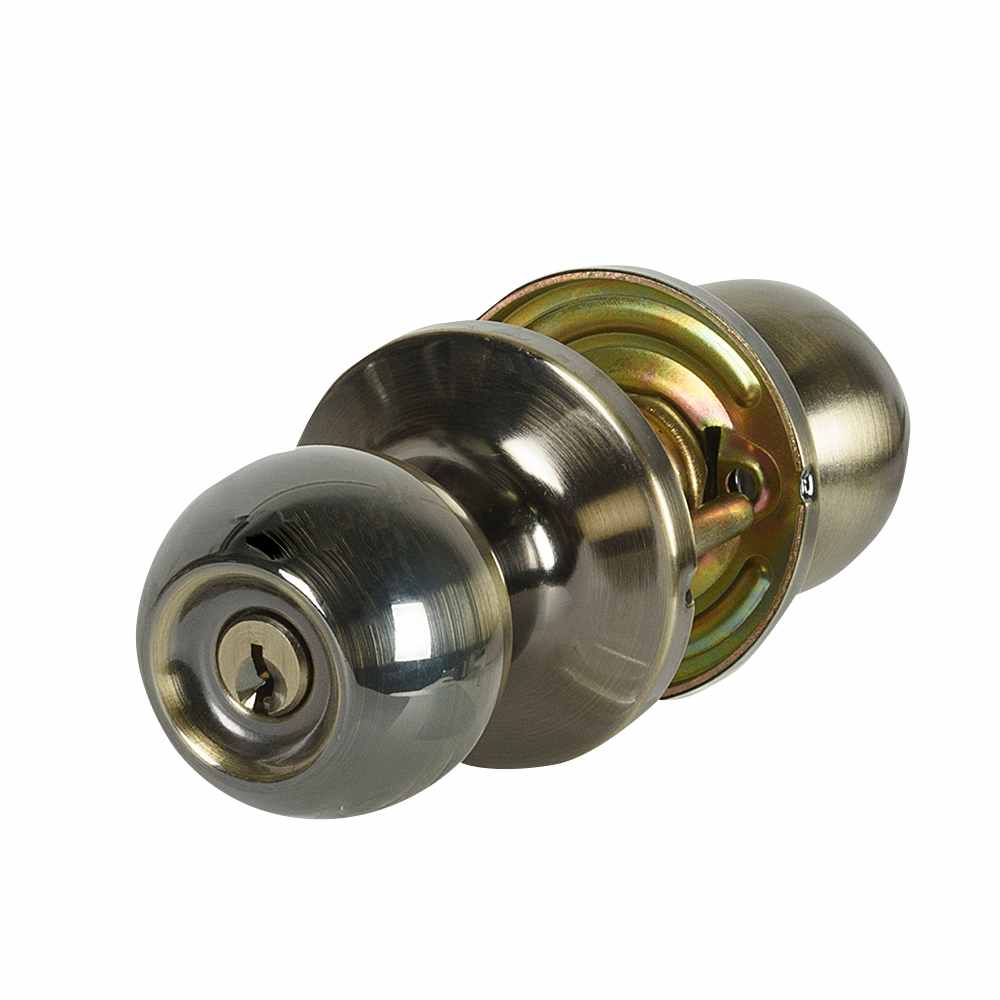 Poignée de porte d'entrée à clé laiton antique