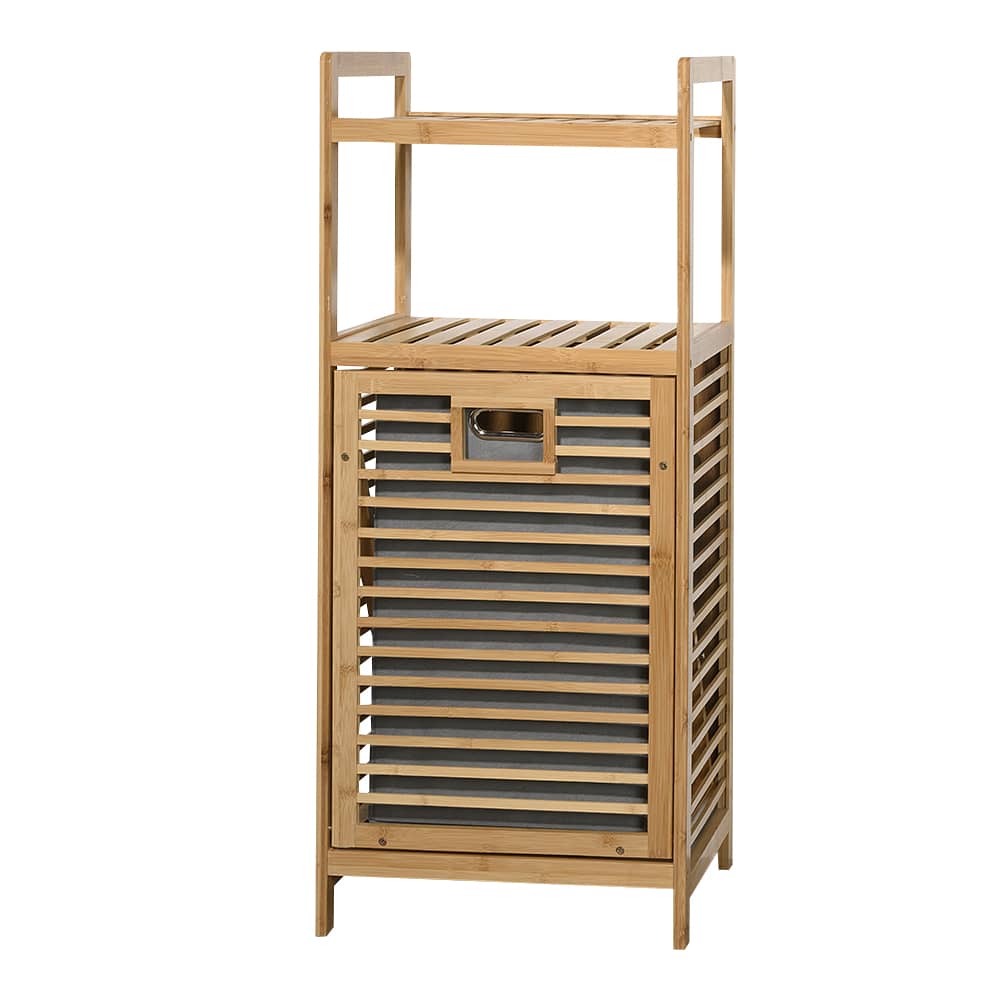 Étagère et panier à linge en bambou naturel PRATICO