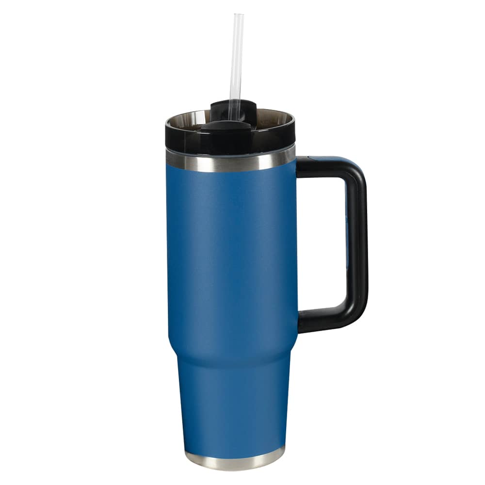 Tasse isotherme avec paille sans BPA bleu 887 ml