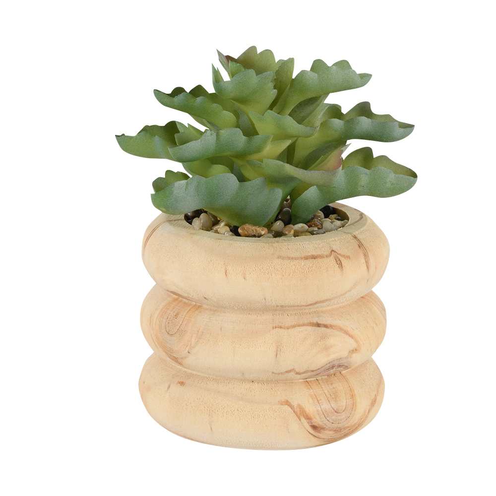 Plante artificielle avec pot en bois naturel VERTUO