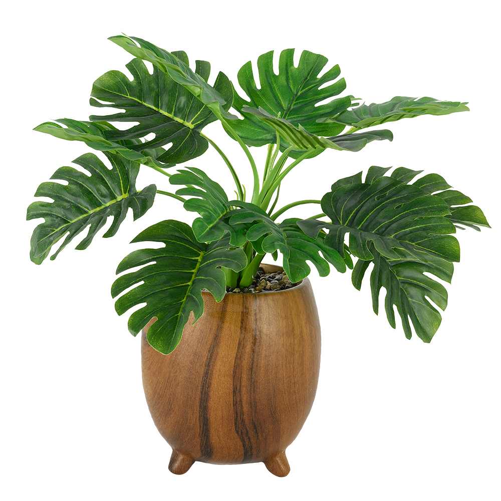 Plante artificielle tropicale avec pot en céramique effet bois VERTUO