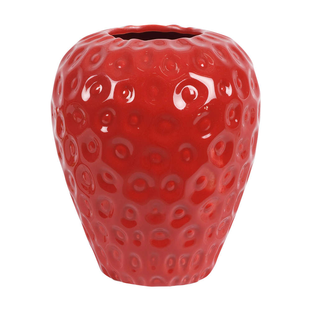 Vase décoratif en céramique fraise rouge VERTUO