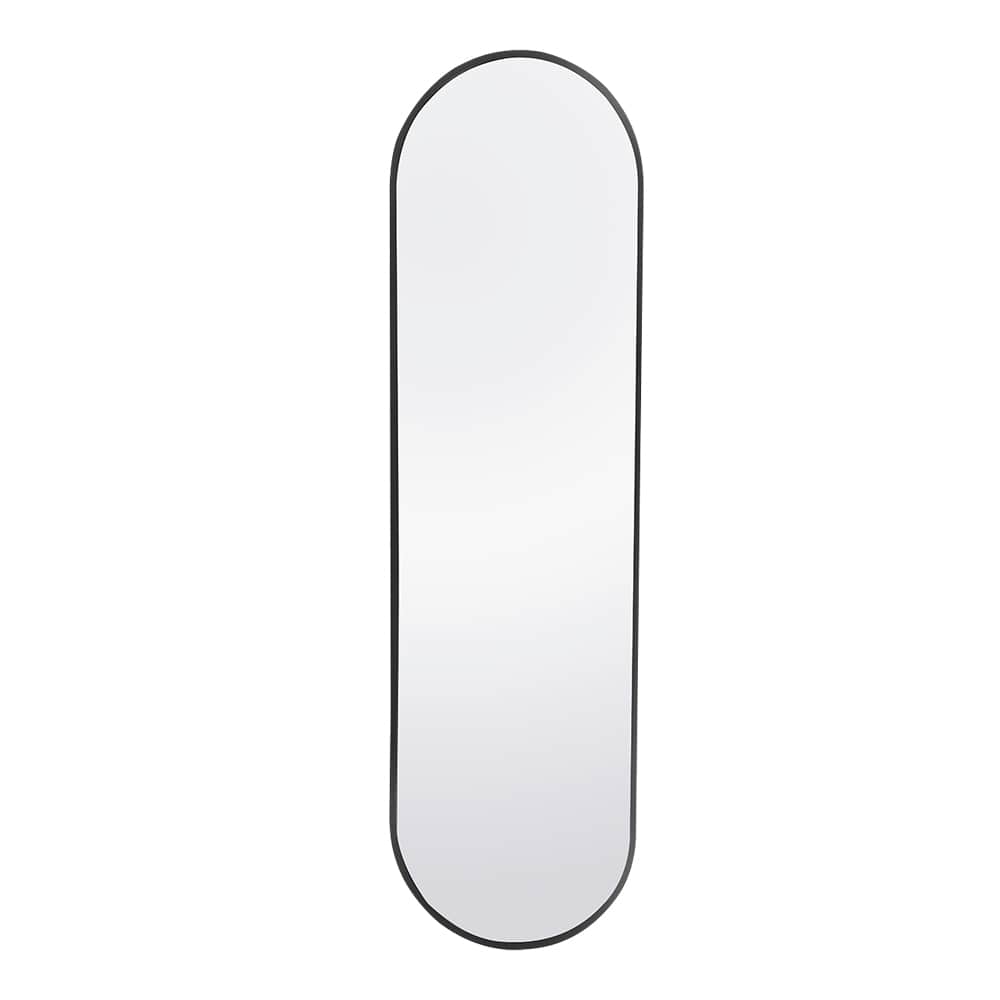 Miroir Ovation ovale avec cadre en aluminium noir 14 1/2 po x 48 po