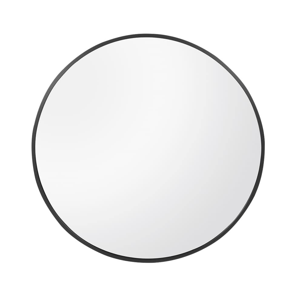 Miroir rond avec cadre en aluminium noir 20 po