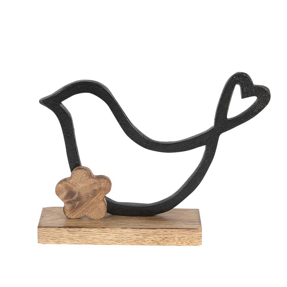 Décoration oiseau avec fleur sur socle
