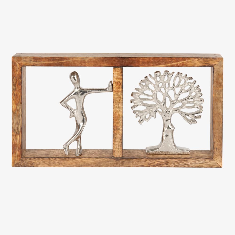 Décoration murale Arbre et silhouette en bois et aluminium 13 3/4 po x 7 1/2 po ASTELLA