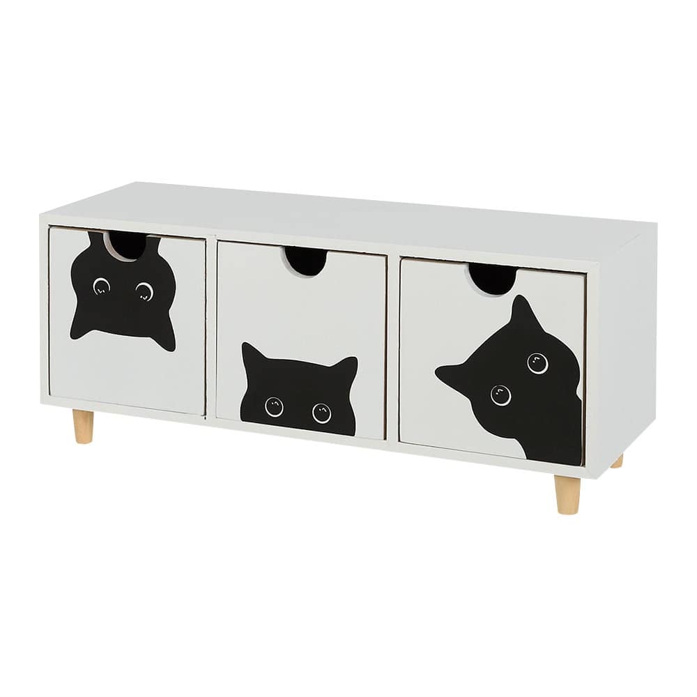 Rangement à 3 tiroirs chats noir ASTELLA