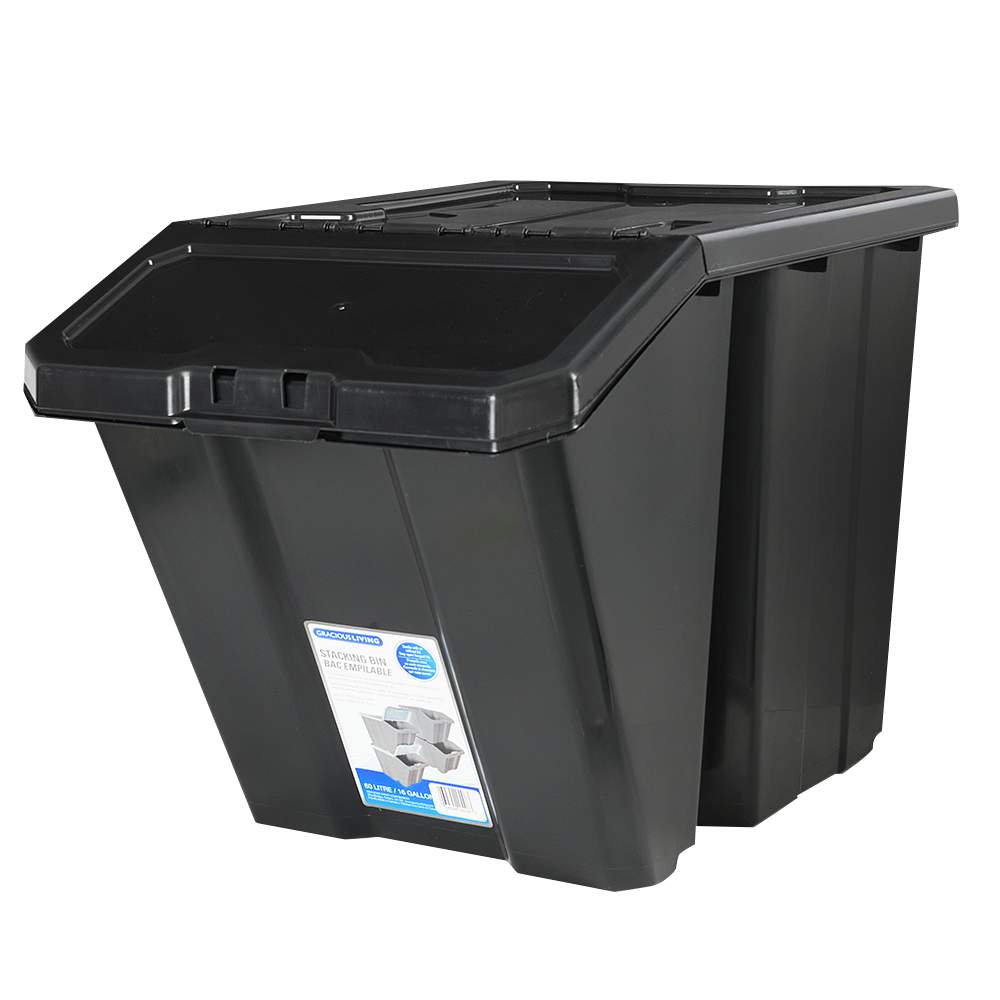 Bac empilable noir 60 L
