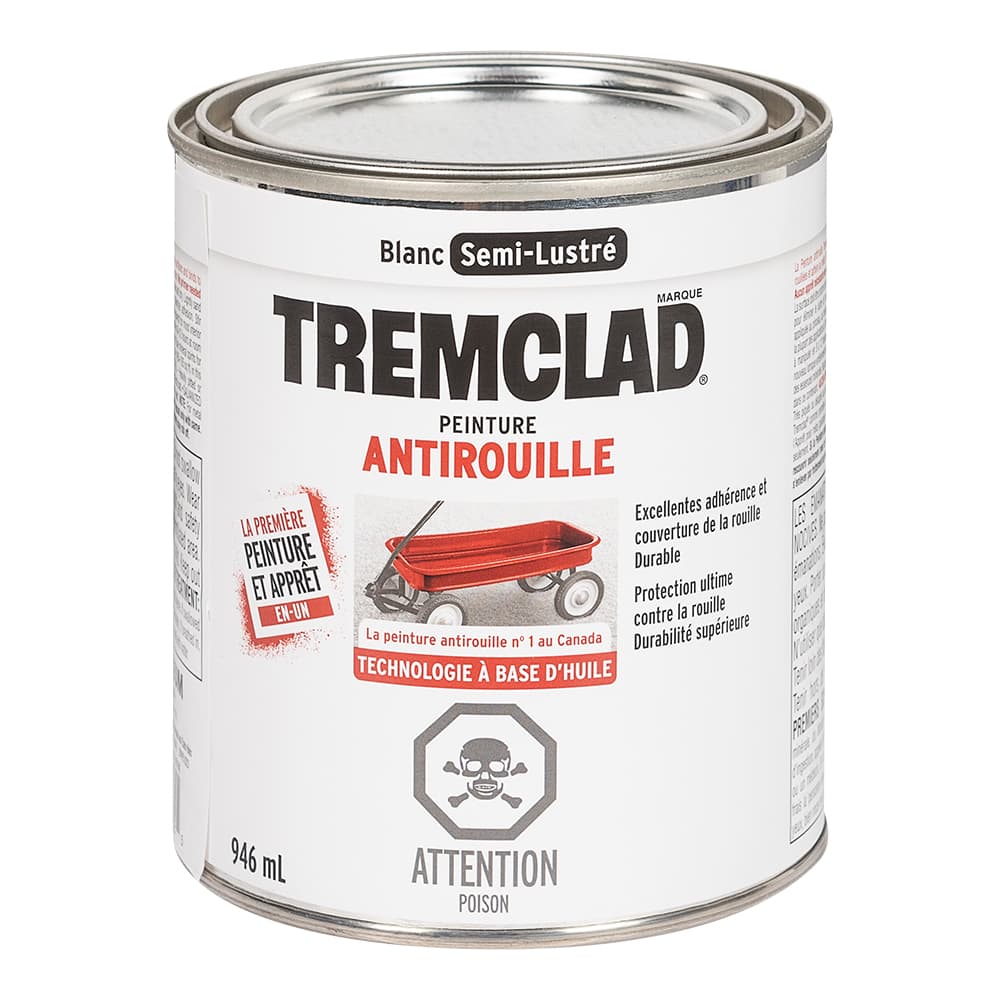 Tremclad Anti-Rust White Semi-Gloss Paint - 946 ml