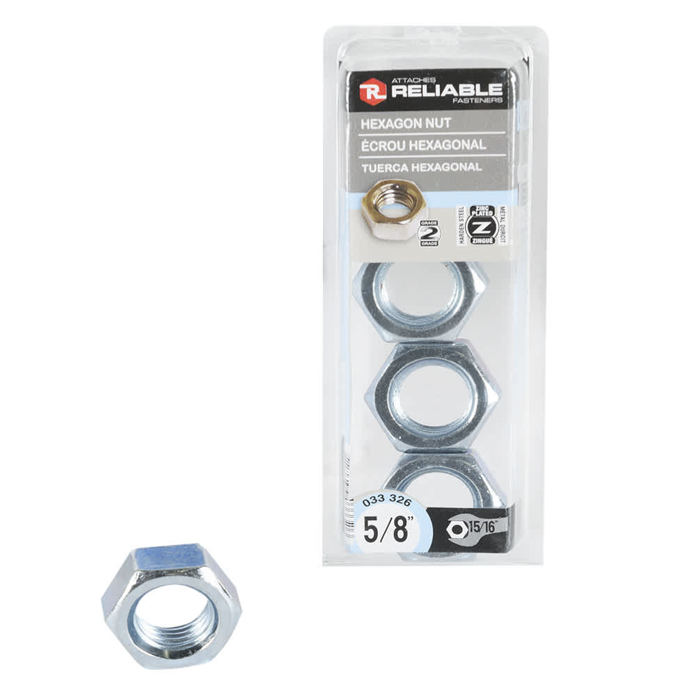 Écrous hexagonaux 5/8 po Pqt/4
