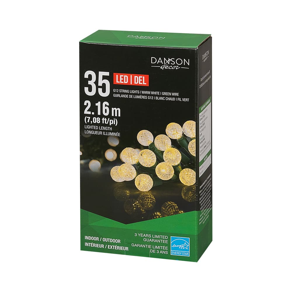 Jeu de 35 lumières DEL G12 blanc chaud