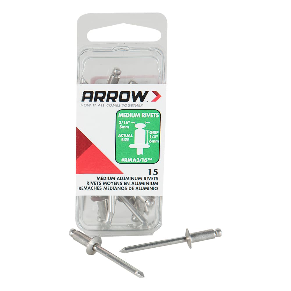 Rivets d'aluminium moyens 3/16 po Pqt/15