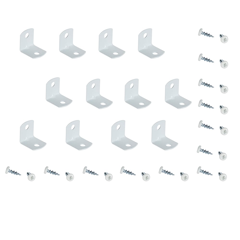 Équerres de coins carrées métalliques pour  meuble 3/4 po blanches Pqt/12