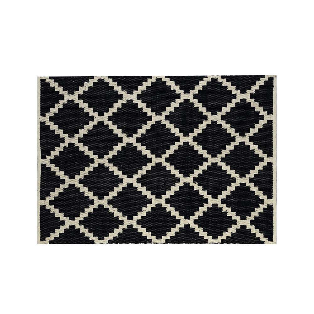 Tapis d'intérieur en coton losanges noir et blanc 3 pi x 4 pi VERTUO
