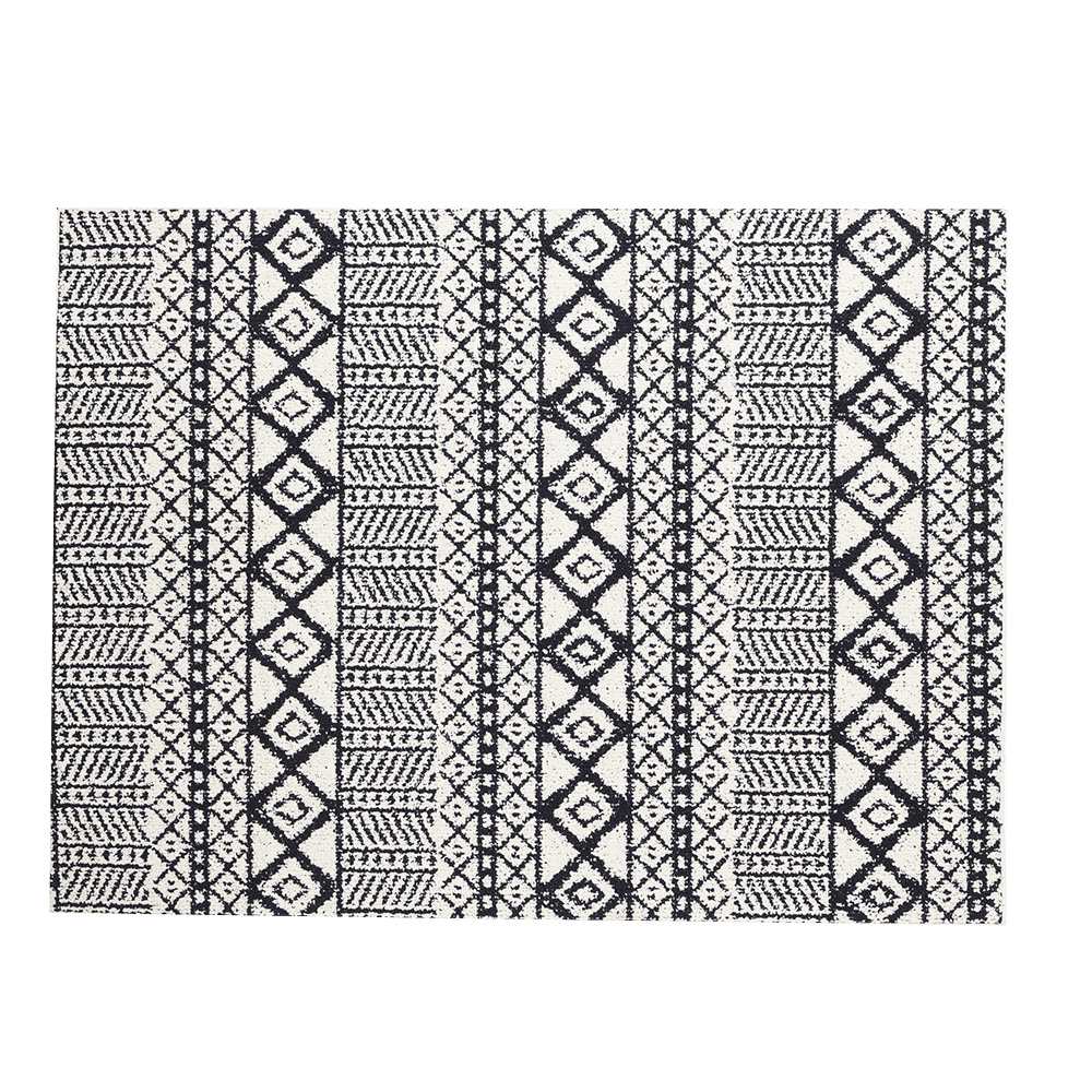 Tapis d'intérieur Yali tribal ivoire et noir 3 pi x 4 pi