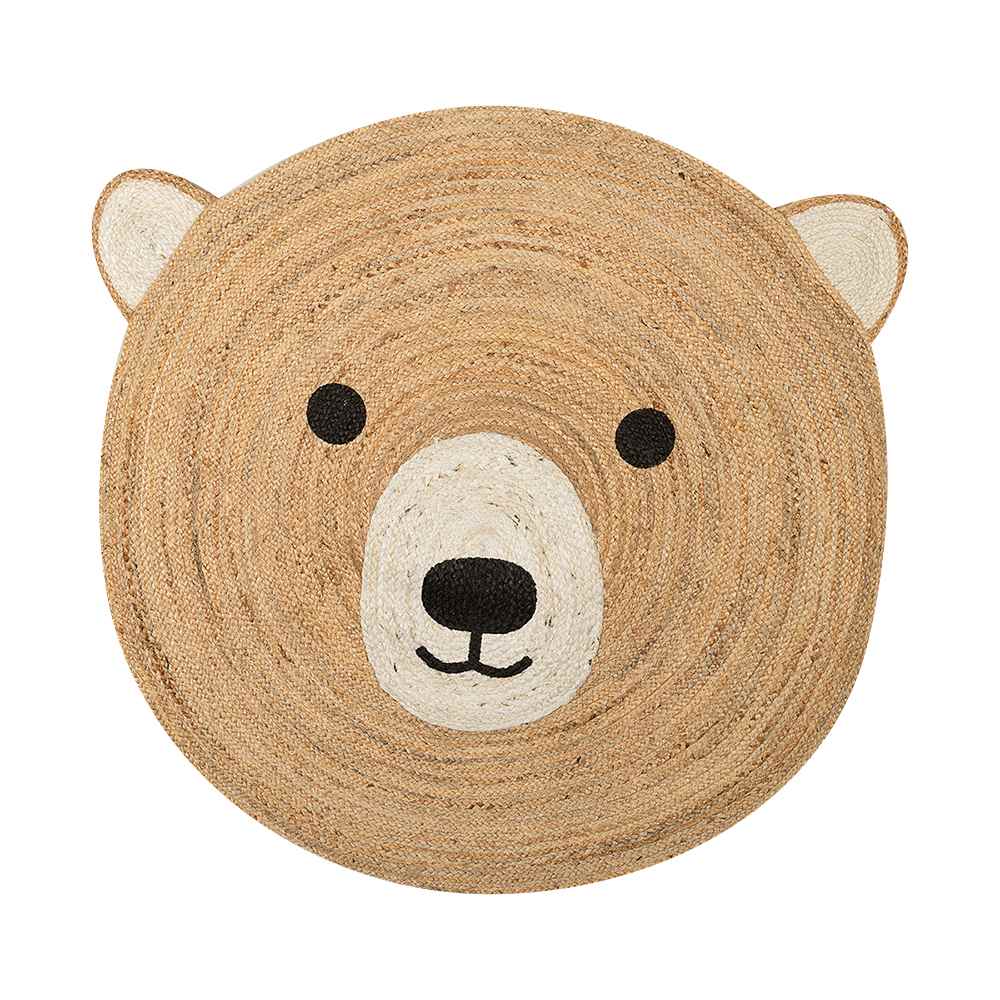 VERTUO Bear Round Jute Rug Naturel 3 ft. 11 in.