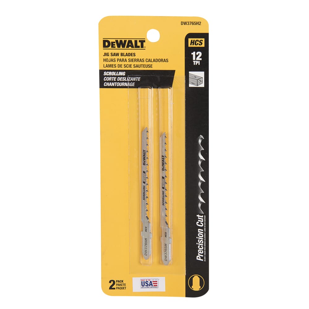 DEWALT Wood Scrolling Jig Saw Blades 3 in. (12 TPI) Pkg/2